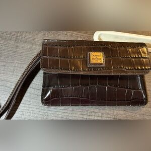 Dooney & Bourke Brown Crocodile Embossed Wristlet